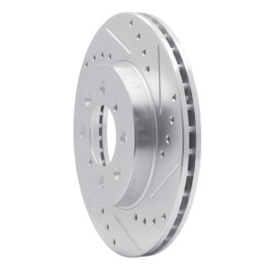 Nissan APRio Brake Rotor (1) - Front Right - R1 Concepts - Drilled & Slotted - Silver - `02-`11